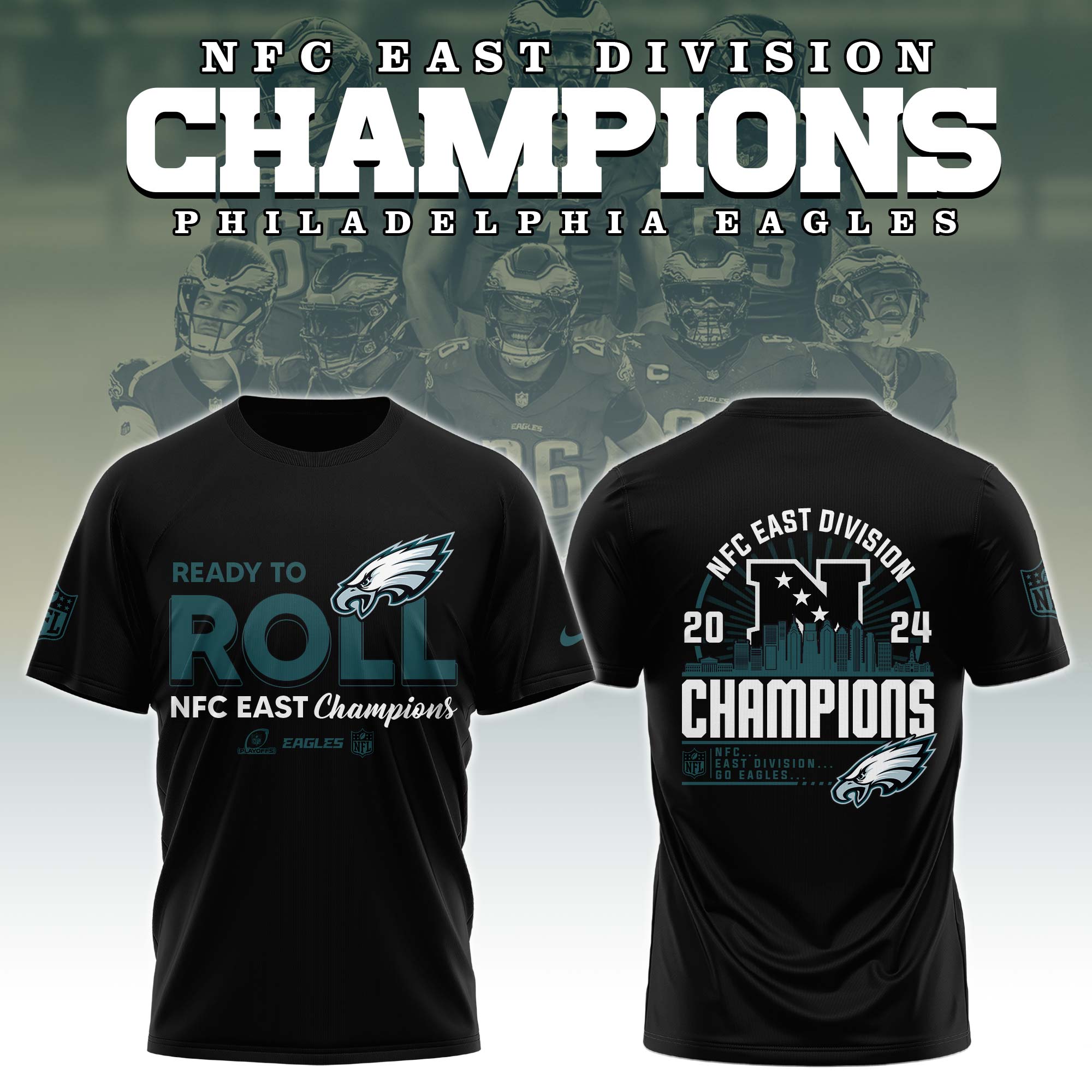 2.Philadelphia Eagles 2024 NFC EAST DIVISION CHAMPIONS T-Shirt
