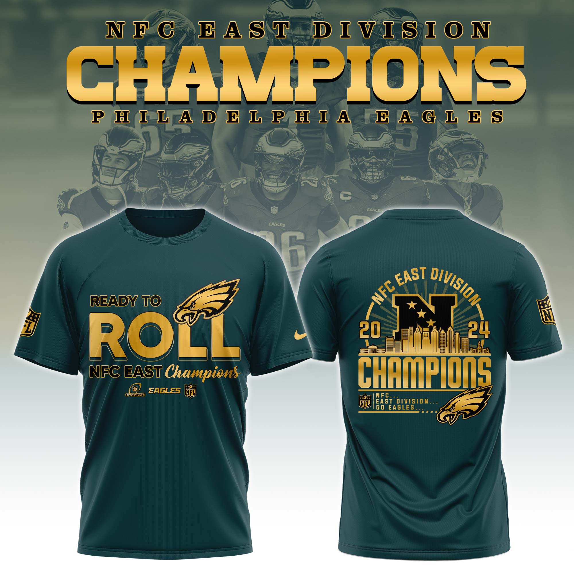 2.Philadelphia Eagles 2024 NFC EAST DIVISION CHAMPIONS T-Shirt Royal