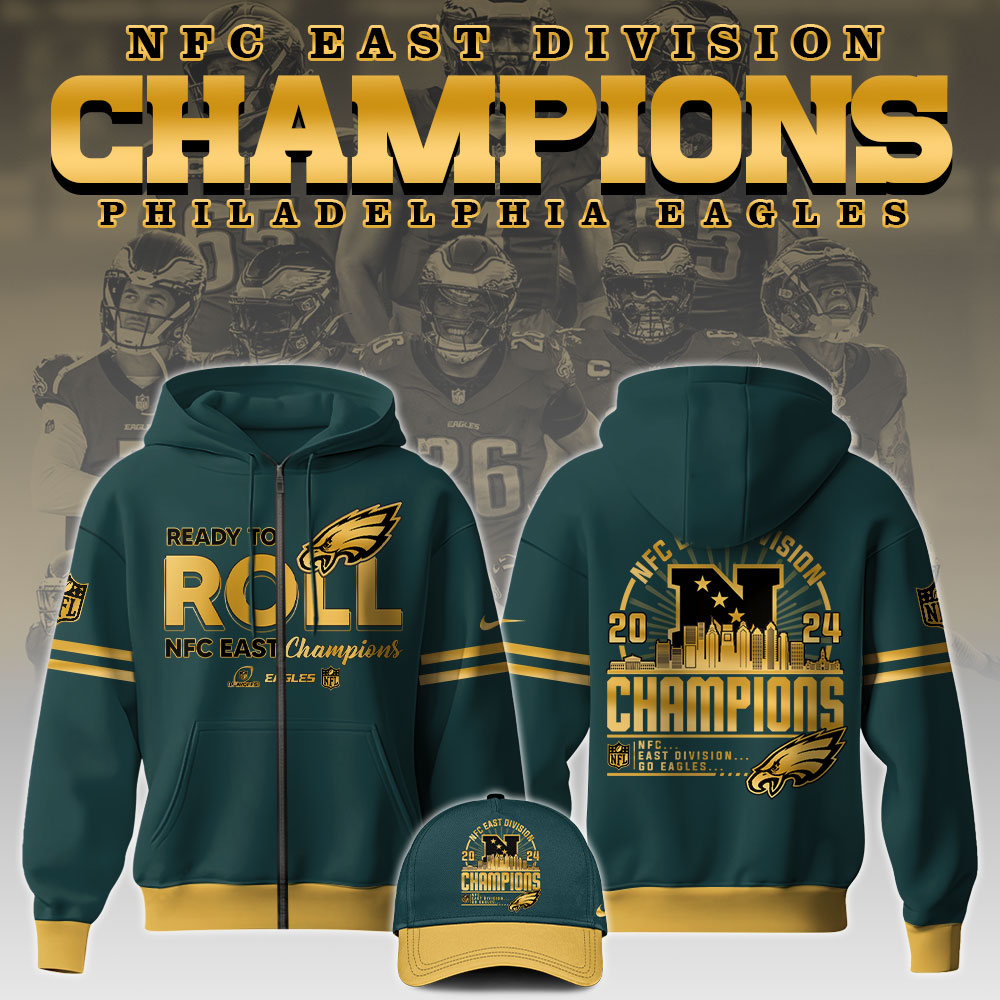 2.Philadelphia Eagles 2024 NFC EAST DIVISION CHAMPIONS Zip Hoodie Royal
